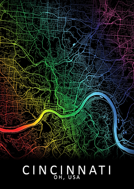 Cincinnati OH USA City Map