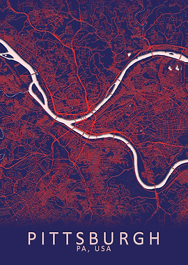 Pittsburgh PA USA City Map
