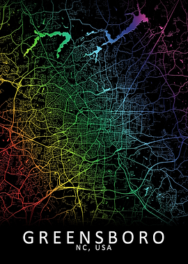 Greensboro NC USA City Map