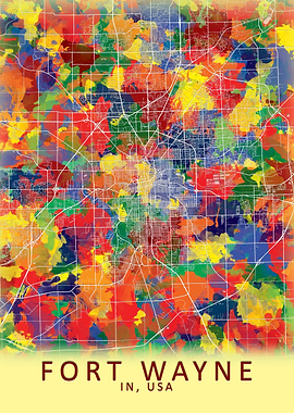 Fort Wayne IN USA City Map