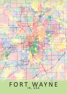 Fort Wayne IN USA City Map