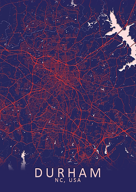 Durham NC USA City Map