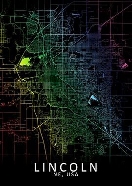 Lincoln NE USA City Map