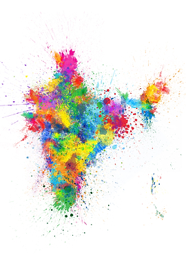 India Paint Splashes Map