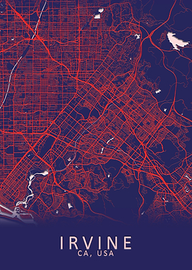 Irvine CA USA City Map