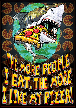 Funny Pizza Loving Shark