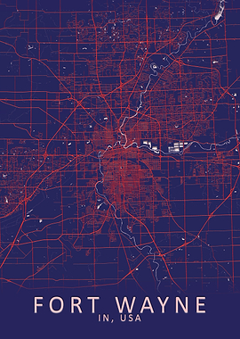 Fort Wayne IN USA City Map