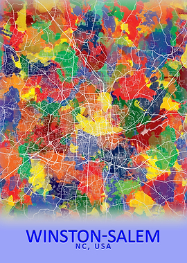 WinstonSalem USA City Map
