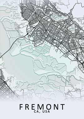 Fremont CA USA City Map