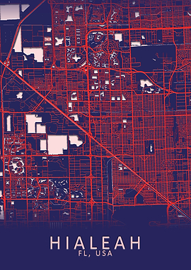 Hialeah FL USA City Map