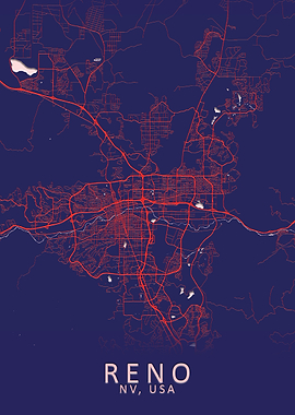 Reno NV USA City Map