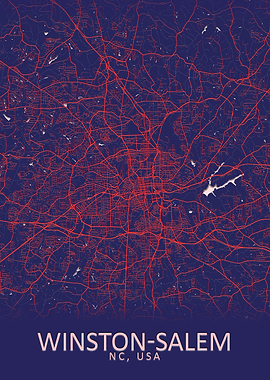 WinstonSalem USA City Map