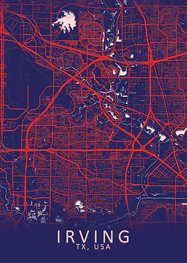 Irving TX USA City Map