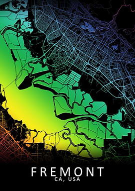 Fremont CA USA City Map