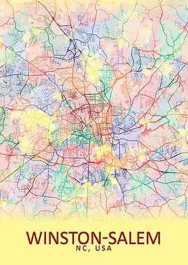 WinstonSalem USA City Map