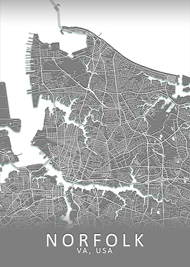 Norfolk VA USA City Map