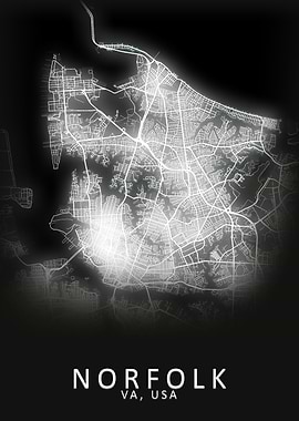 Norfolk VA USA City Map