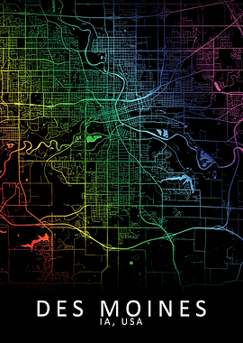 Des Moines IA USA City Map