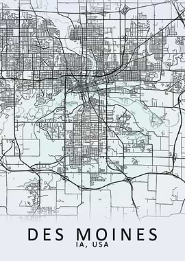 Des Moines IA USA City Map