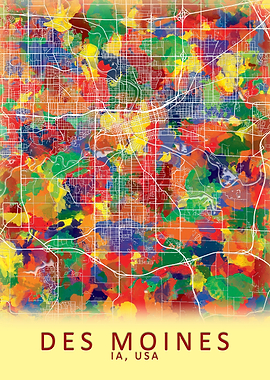 Des Moines IA USA City Map