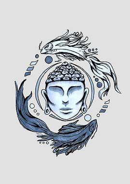 Buddha Yin Yang Koi Fish
