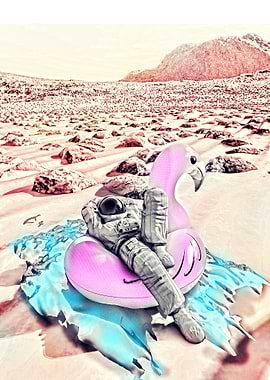 Astronaut with Pink Float