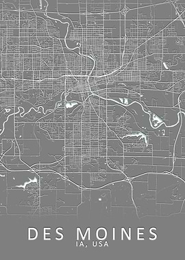 Des Moines IA USA City Map