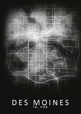 Des Moines IA USA City Map