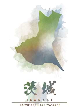 Ibaraki Watercolor Map