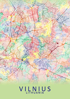 Vilnius Lithuania City Map