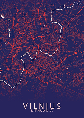 Vilnius Lithuania City Map