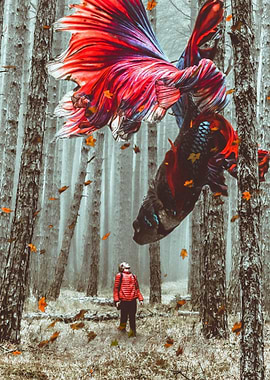 Forest Betta flying leaves