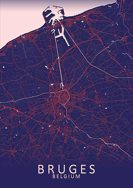Bruges Belgium City Map