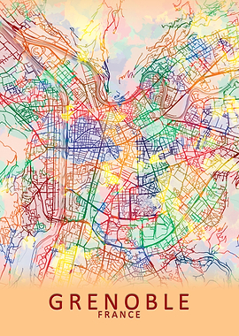 Grenoble France City Map