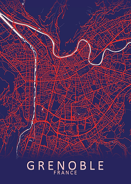 Grenoble France City Map
