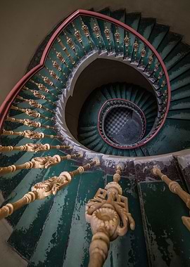 Green and golden staircase