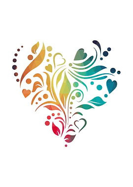 Rainbow flower heart