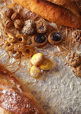 Panoramic over biscuits