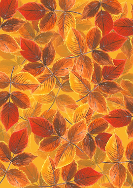 Autumn leaves on yellow