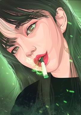 Smoking Green girl