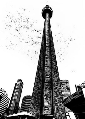 CN Tower Sketch Silhouette