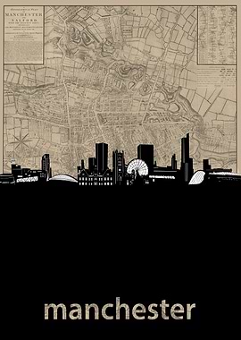 manchester skyline sepia