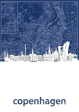 copenhagen skyline blue