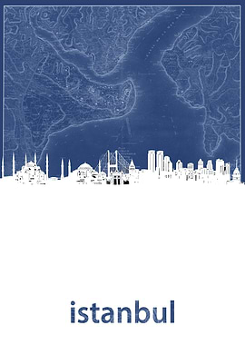 istanbul skyline blue