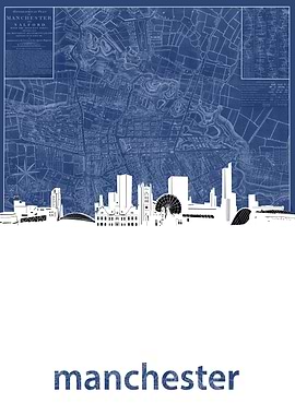 manchester skyline blue