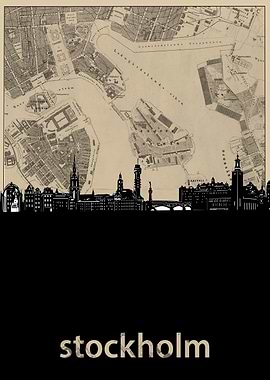 stockholm skyline sepia