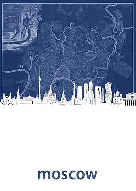 moscow skyline blue