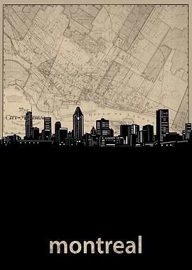 montreal skyline sepia