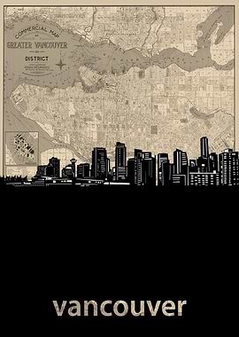 vancouver skyline sepia