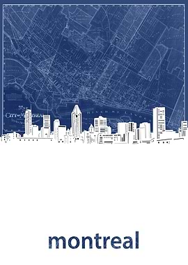 montreal skyline blue